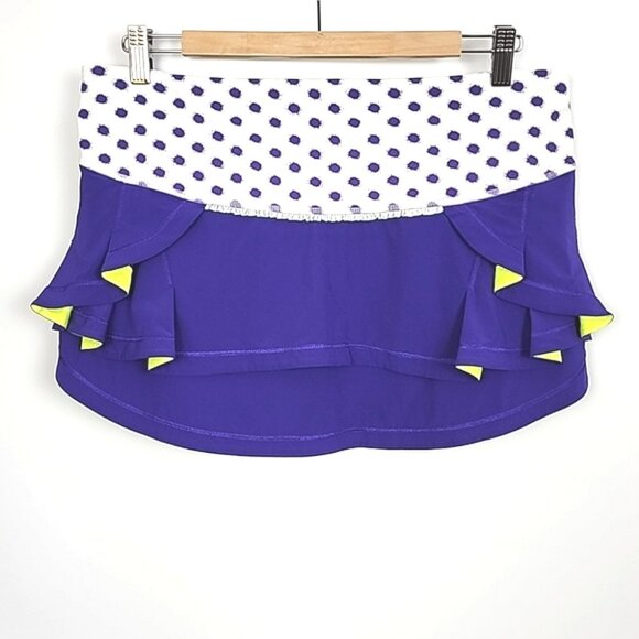 Lululemon Presta Running Cycling Skirt Bruised Berry High Noon Dot White Size 8 - Picture 2 of 9